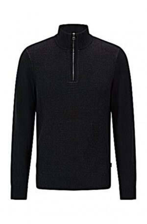 Hugo Boss  Pullover Madan aus Schurwolle mit Einsatz schwarz-001