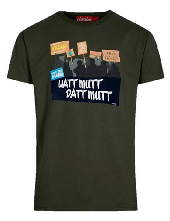 DERBE Herren T-Shirt Watt mutt datt mutt Herren T-Shirt Oliv DERBE Herren T-Shirt Watt mutt datt mutt Herren T-Shirt Oliv
