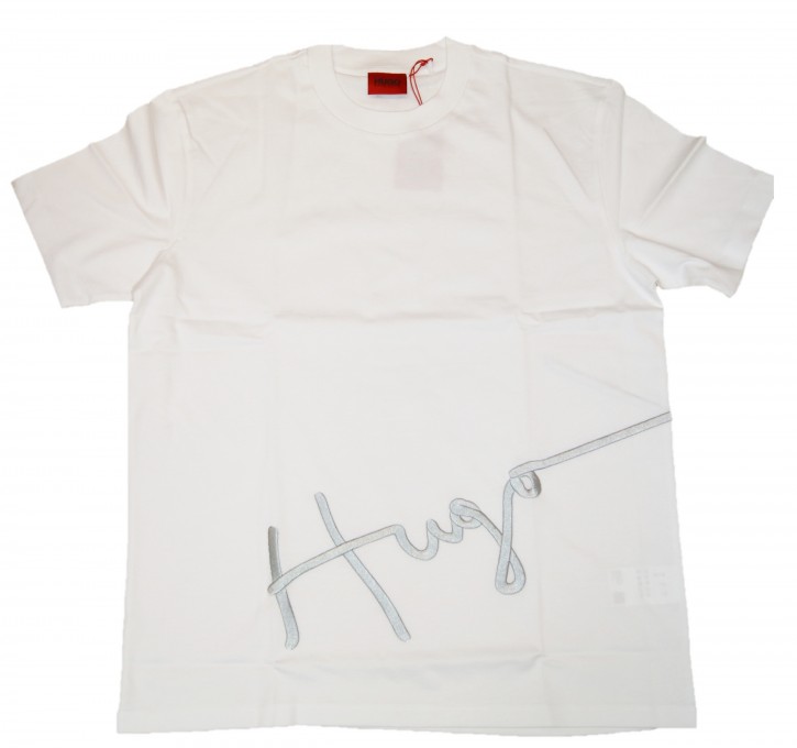 Hugo Boss Herren -T-Shirt  DRESCO aus Baumwolle mit handgeschriebenem Logo-Artwork weiß 100 Hugo Boss Herren -T-Shirt  DRESCO aus Baumwolle mit handgeschriebenem Logo-Artwork weiß 100