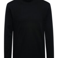 Hugo Boss Longsleeve aus Stretch-Baumwolle mit Rollkragen Derollo und rotem Logo-Etikett schwarz 001 Hugo Boss Longsleeve aus Stretch-Baumwolle mit Rollkragen Derollo und rotem Logo-Etikett schwarz 001