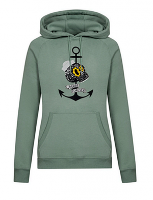 DERBE Damen Hoody Kapuzenpullover Mrs Skull Farbe lily pad grün 0512