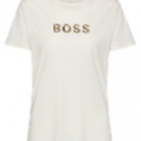 Hugo Boss Slim-Fit T-Shirt C_ELOGO_GOLD aus Baumwolle mit goldfarbenem Logo off white  118