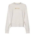 Hugo Boss Hugo Boss Damen Sweat C_Elia_Gold mit Reißverschluss und Gold Logo open white 118 Hugo Boss Hugo Boss Damen Sweat C_Elia_Gold mit Reißverschluss und Gold Logo open white 118