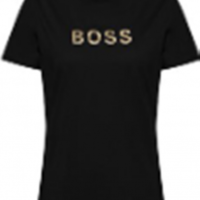 Hugo Boss Slim-Fit T-Shirt C_ELOGO_GOLD aus Baumwolle mit goldfarbenem Logo schwarz 001