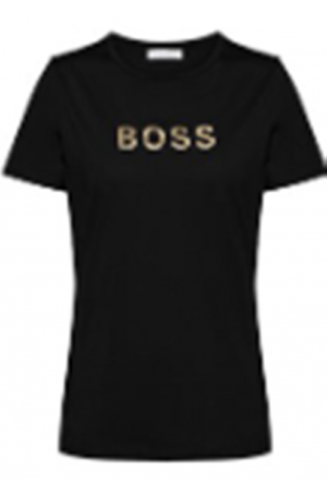 Hugo Boss Slim-Fit T-Shirt C_ELOGO_GOLD aus Baumwolle mit goldfarbenem Logo schwarz 001
