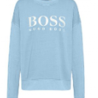 Hugo Boss Stückgefärbtes Sweat-Shirt C_Evinta aus Bio-Baumwoll-Jersey mit Logo-Print Farbe hellblau 421