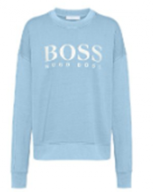 Hugo Boss Stückgefärbtes Sweat-Shirt C_Evinta aus Bio-Baumwoll-Jersey mit Logo-Print Farbe hellblau 421