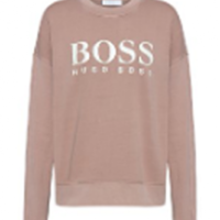 Hugo Boss Stückgefärbtes Sweat-Shirt C_Evinta aus Bio-Baumwoll-Jersey mit Logo-Print Farbe Pastel Brown 235