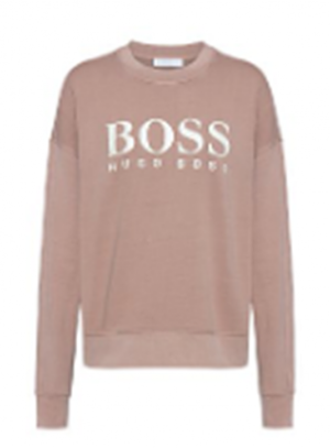 Hugo Boss Stückgefärbtes Sweat-Shirt C_Evinta aus Bio-Baumwoll-Jersey mit Logo-Print Farbe Pastel Brown 235