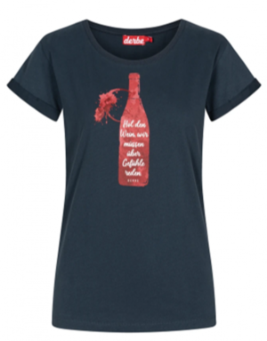 DERBE Hol den Wein Damen T-Shirt Navy Dunkelblau 010