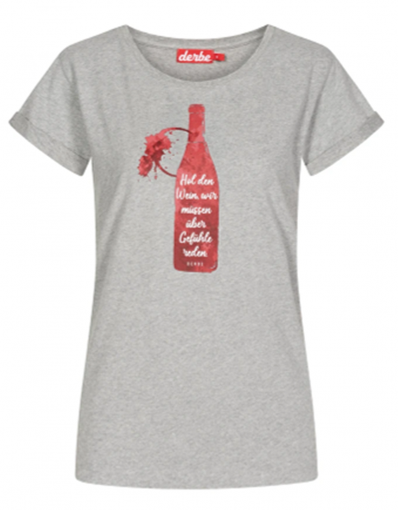 DERBE Hol den Wein Damen T-Shirt grey melange 021 DERBE Hol den Wein Damen T-Shirt grey melange 021