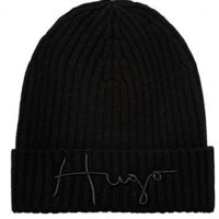 Hugo Boss Wollmütze Unisex-X565-2 mit Logo-Stickerei schwarz 002 Hugo Boss Wollmütze Unisex-X565-2 mit Logo-Stickerei schwarz 002