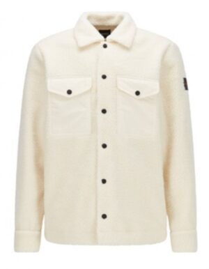 Hugo Boss Oversized Overshirt Lom_1 aus Teddy-Kunstfell weiß 131