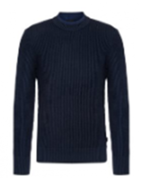 Hugo Boss Pullover Nebail aus Baumwolle mit Rundhalsausschnitt und Grobstrick Optik dunkelblau 404