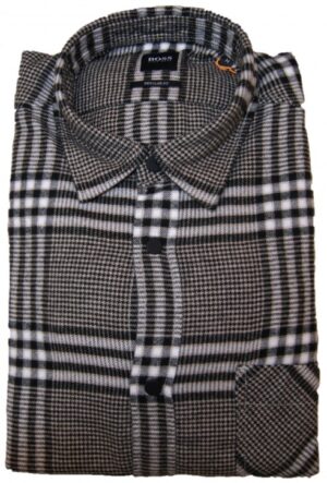 Hugo Boss Kariertes Regular-Fit Hemd RIOU aus Baumwoll-Flanell  schwarz weiß 262