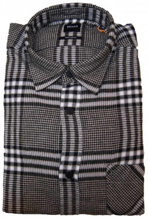 Hugo Boss Kariertes Regular-Fit Hemd RIOU aus Baumwoll-Flanell  schwarz weiß 262 Hugo Boss Kariertes Regular-Fit Hemd RIOU aus Baumwoll-Flanell  schwarz weiß 262