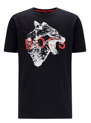 Hugo Boss Regular-Fit TDraw T-Shirt aus Baumwolle mit Tier-Artwork  schwarz 001