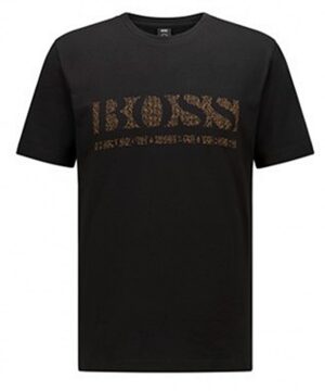 Hugo Boss Regular-Fit T-Shirt TEE PIXEL 1 aus Baumwolle mit Pixel Logo schwarz 001