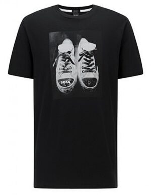 Hugo Boss T-Shirt TNinetees aus Pima-Baumwolle mit wasserbasiertem Artwork-Print schwarz 001