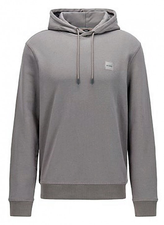 Hugo Boss Kapuzen-Sweatshirt Wetalk 1 aus French Terry mit meliertem Logo-Aufnäher grau 041 Hugo Boss Kapuzen-Sweatshirt Wetalk 1 aus French Terry mit meliertem Logo-Aufnäher grau 041