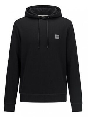 Hugo Boss Kapuzen-Sweatshirt Wetalk 1 aus French Terry mit meliertem Logo-Aufnäher schwarz 001