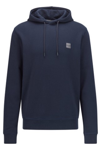 Hugo Boss Kapuzen-Sweatshirt Wetalk 1 aus French Terry mit meliertem Logo-Aufnäher dunkelblau 404 Hugo Boss Kapuzen-Sweatshirt Wetalk 1 aus French Terry mit meliertem Logo-Aufnäher dunkelblau 404