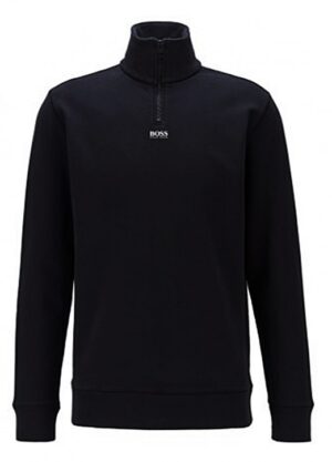 Hugo Boss Relaxed-Fit Sweatshirt Zapper 1 aus French Terry mit Troyerkragen schwarz 001