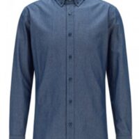 Hugo Boss Slim-Fit Hemd Mabsoot_1 aus strukturierter Baumwolle blau 407