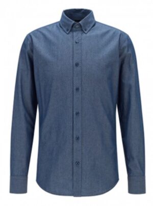 Hugo Boss Slim-Fit Hemd Mabsoot_1 aus strukturierter Baumwolle blau 407