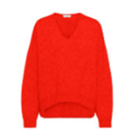 Hugo Boss Relaxed fit geschnittener Pullover C_Fondiana mit V-Ausschnitt und gerippten Abschlüssen orange 821