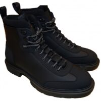 Hugo Boss Schnürstiefeletten DART_HALB_rbwt aus Veloursleder mit Neopren-Details schwarz 001