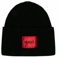 HUGO Unisex-Mütze Xaff 4 aus Woll-Mix mit HUGO Logo-Label schwarz 001 HUGO Unisex-Mütze Xaff 4 aus Woll-Mix mit HUGO Logo-Label schwarz 001