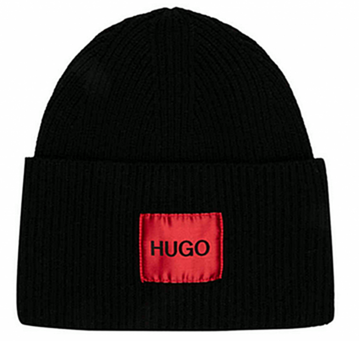 HUGO Unisex-Mütze Xaff 4 aus Woll-Mix mit HUGO Logo-Label schwarz 001 HUGO Unisex-Mütze Xaff 4 aus Woll-Mix mit HUGO Logo-Label schwarz 001