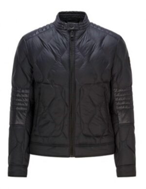 Hugo Boss Regular-Fit Bikerjacke OLUD aus recyceltem Material mit Füllung schwarz 001