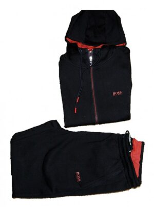 Hugo Boss Regular-Fit Tracksuit Set 2 Trainingsanzug aus Baumwoll-Mix mit Kontrast-Logo schwarz 001