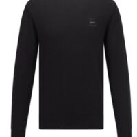 Hugo Boss Pullover Kanovant aus Baumwolle mit Kaschmir und Logo-Aufnäher schwarz 001 Hugo Boss Pullover Kanovant aus Baumwolle mit Kaschmir und Logo-Aufnäher schwarz 001