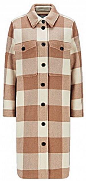 Hugo Boss C_Cenima Karierter Relaxed-Fit Mantel aus Woll-Mix Beige 004