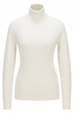 Hugo Boss Slim-Fit Rollkragenpullover C_Fiddinias aus Baumwoll-Mix mit Seide und Kaschmir weiss 118