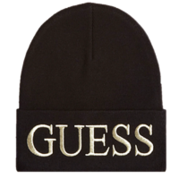 GUESS Mütze mit Logostickerei schwarz mit Schriftzug in gold GUESS Mütze mit Logostickerei schwarz mit Schriftzug in gold