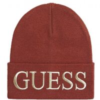 GUESS Mütze mit Logostickerei braun mit Schriftzug in gold GUESS Mütze mit Logostickerei braun mit Schriftzug in gold