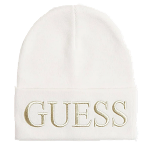 GUESS Mütze mit Logostickerei off white mit Schriftzug in gold