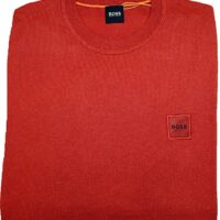 Hugo Boss Pullover Kanovant aus Baumwolle mit Kaschmir und Logo-Aufnäher rot 611 Hugo Boss Pullover Kanovant aus Baumwolle mit Kaschmir und Logo-Aufnäher rot 611