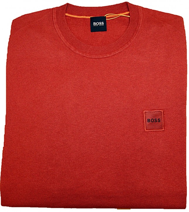 Hugo Boss Pullover Kanovant aus Baumwolle mit Kaschmir und Logo-Aufnäher rot 611 Hugo Boss Pullover Kanovant aus Baumwolle mit Kaschmir und Logo-Aufnäher rot 611