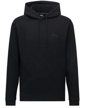 Hugo Boss Kapuzen-Sweatshirt Soody aus verschiedenen Materialien mit geschwungenem Logo schwarz 001