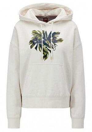 Hugo Boss Kapuzen-Sweatshirt C_Ebaisy aus Baumwoll-Terry mit Print der Saison weiß 973