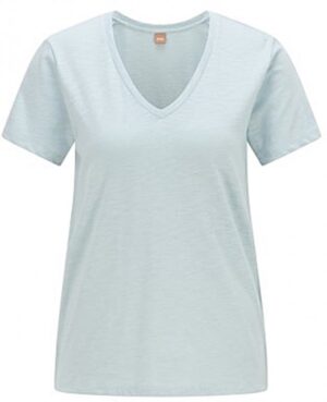 Hugo Boss T-Shirt C_Emodern aus strukturierter Baumwolle mit V-Ausschnitt hellblau 417