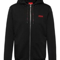 Hugo Kapuzen-Sweatjacke Daple194 aus Baumwolle mit aufgesticktem Reversed-Logo schwarz 001