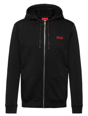 Hugo Kapuzen-Sweatjacke Daple194 aus Baumwolle mit aufgesticktem Reversed-Logo schwarz 001