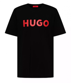 Hugo Boss Herren T-Shirt Dulivio Regular-Fit aus Baumwoll-Jersey mit Kontrast-Logo Schwarz 001