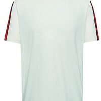 HUGO HERREN T-Shirt Derregio mit Logo Tapeband an den Ärmeln Weiß 107